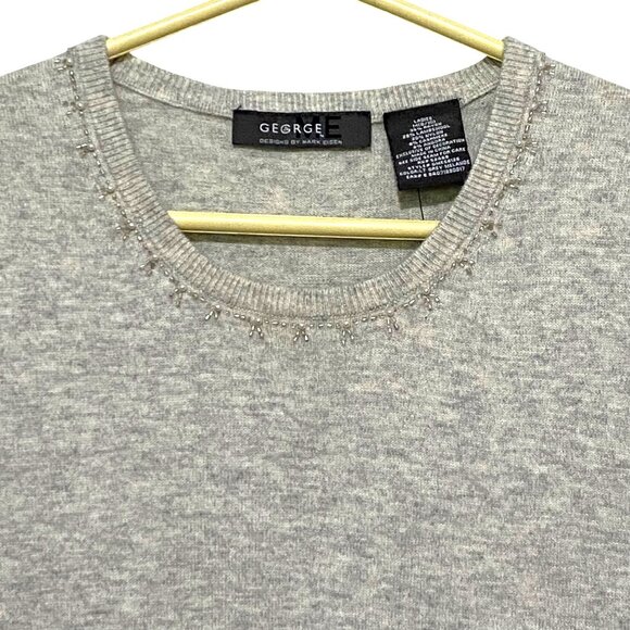 Vintage George Designs by Mark Eisen Womens Tank Top M Heathered Beaded Boho - Picture 2 of 5